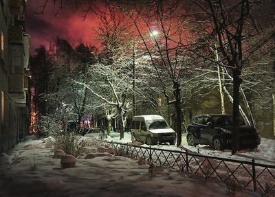 Зимовий вечір у місті 687536871342 фото